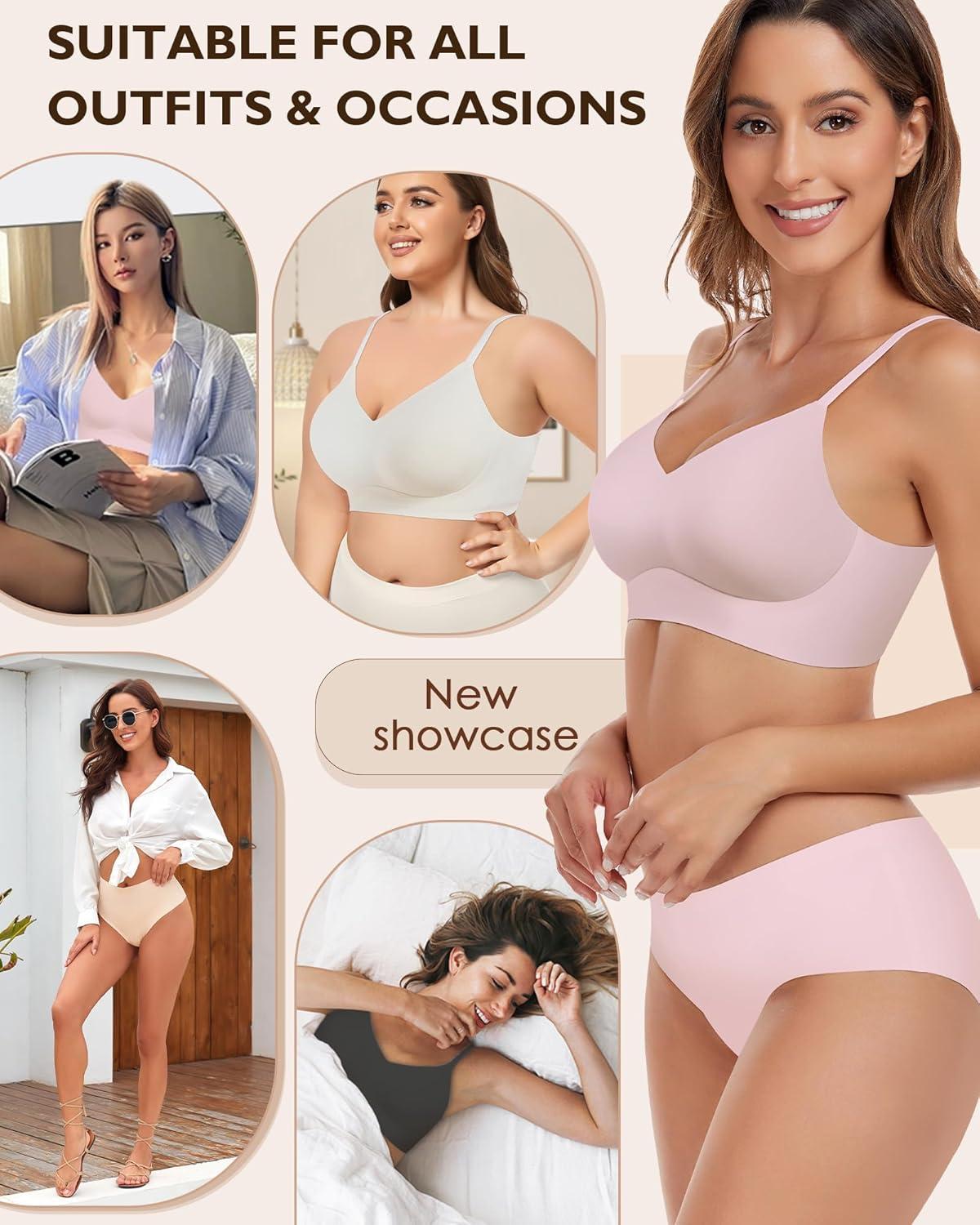 imageHORISUN Womens Comfortable Bra Wireless Padded Full Coverage Support Seamless Bras for WomenVintage Pink