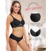 imageHORISUN Bras for Women No Underwire V Neck Scalloped Wireless Push Up Bra with Soft Support Comfort Seamless BralettesBlack