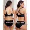 imageHORISUN Bras for Women No Underwire V Neck Scalloped Wireless Push Up Bra with Soft Support Comfort Seamless BralettesBlack