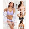imageHORISUN Bras for Women No Underwire V Neck Scalloped Wireless Push Up Bra with Soft Support Comfort Seamless BralettesLight Purple
