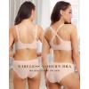 imageHORISUN Bras for Women No Underwire V Neck Scalloped Wireless Push Up Bra with Soft Support Comfort Seamless BralettesPink