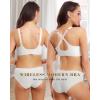 imageHORISUN Bras for Women No Underwire V Neck Scalloped Wireless Push Up Bra with Soft Support Comfort Seamless BralettesWhite