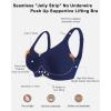 imageHORISUN Bras for Women No Underwire Wireless Seamless Wirefree Support Lift Full Coverage Push Up T Shirt BraNavy Blue Color