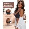 imageHORISUN Comfortable Seamless Full Coverage Bra for Women Wireless Bras with Soft Support Regular and Plus SizeNudeblack