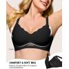 imageHORISUN No Underwire Bras for Women Push Up Scalloped V Neck Wireless Full Coverage Bralette Supportive Comfort Everyday BrasBlack
