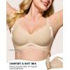imageHORISUN No Underwire Bras for Women Push Up Scalloped V Neck Wireless Full Coverage Bralette Supportive Comfort Everyday BrasNude