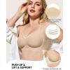 imageHORISUN No Underwire Bras for Women Push Up Scalloped V Neck Wireless Full Coverage Bralette Supportive Comfort Everyday BrasNude