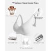 imageHORISUN Seamless Bra V Neck Lace Floral Wireless Bralette No Underwire Bra for WomenWhite