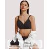 imageHORISUN Seamless Bras Full Coverage V Neck Push Up Wireless Bras for WomenBlack