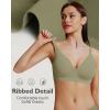 imageHORISUN Seamless Bras Full Coverage V Neck Push Up Wireless Bras for WomenGreen