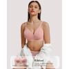 imageHORISUN Seamless Bras Full Coverage V Neck Push Up Wireless Bras for WomenPink
