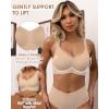 imageHORISUN Seamless Bras Full Coverage Wireless Push Up Bra for Women No Underwire Comfort V Neck Bralettes with SupportNude