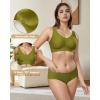 imageHORISUN Seamless Comfort Bras for Women No Underwire V Neck Soft Support Wireless T Shirt BraAvocado Green