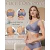 imageHORISUN Seamless Comfort Bras for Women No Underwire V Neck Soft Support Wireless T Shirt BraGrey Blue