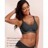 imageHORISUN Seamless Mesh Lace Bras for Women No Underwire Wireless Bras with Support and Lift Full Coverage Deep V BralettesBlack