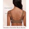 imageHORISUN Seamless Mesh Lace Bras for Women No Underwire Wireless Bras with Support and Lift Full Coverage Deep V BralettesCoffee