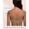 imageHORISUN Seamless Mesh Lace Bras for Women No Underwire Wireless Bras with Support and Lift Full Coverage Deep V BralettesGrey