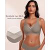 imageHORISUN Seamless Mesh Lace Bras for Women No Underwire Wireless Bras with Support and Lift Full Coverage Deep V BralettesGrey