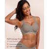 imageHORISUN Seamless Mesh Lace Bras for Women No Underwire Wireless Bras with Support and Lift Full Coverage Deep V BralettesGrey