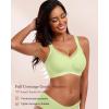 imageHORISUN Seamless Mesh Lace Bras for Women No Underwire Wireless Bras with Support and Lift Full Coverage Deep V BralettesLemon Green