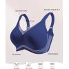 imageHORISUN Seamless Mesh Lace Bras for Women No Underwire Wireless Bras with Support and Lift Full Coverage Deep V BralettesNavy