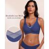 imageHORISUN Seamless Mesh Lace Bras for Women No Underwire Wireless Bras with Support and Lift Full Coverage Deep V BralettesNavy