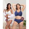 imageHORISUN Seamless Mesh Lace Bras for Women No Underwire Wireless Bras with Support and Lift Full Coverage Deep V BralettesNavy