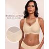 imageHORISUN Seamless Mesh Lace Bras for Women No Underwire Wireless Bras with Support and Lift Full Coverage Deep V BralettesNude