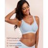 imageHORISUN Seamless Mesh Lace Bras for Women No Underwire Wireless Bras with Support and Lift Full Coverage Deep V BralettesSky Blue