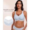 imageHORISUN Seamless Mesh Lace Bras for Women No Underwire Wireless Bras with Support and Lift Full Coverage Deep V BralettesSky Blue