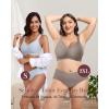 imageHORISUN Seamless Mesh Lace Bras for Women No Underwire Wireless Bras with Support and Lift Full Coverage Deep V BralettesSky Blue