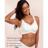 imageHORISUN Seamless Mesh Lace Bras for Women No Underwire Wireless Bras with Support and Lift Full Coverage Deep V BralettesWhite