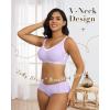 imageHORISUN Seamless Wireless Bra for Women with Soft Support No Underwire Full Coverage Comfort Bras Back Smoothing BralettesLight Purple