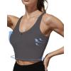 imageHORISUN Sports Bra Longline Zip Front Closure Workout Tops Yoga Crop Tank Top with Built in Bra for WomenCharcoal Grey