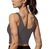 imageHORISUN Sports Bra Longline Zip Front Closure Workout Tops Yoga Crop Tank Top with Built in Bra for WomenCharcoal Grey
