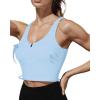 imageHORISUN Sports Bra Longline Zip Front Closure Workout Tops Yoga Crop Tank Top with Built in Bra for WomenDenim Blue