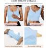 imageHORISUN Sports Bra Longline Zip Front Closure Workout Tops Yoga Crop Tank Top with Built in Bra for WomenDenim Blue