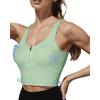 imageHORISUN Sports Bra Longline Zip Front Closure Workout Tops Yoga Crop Tank Top with Built in Bra for WomenJasmine Green