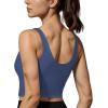 imageHORISUN Sports Bra Longline Zip Front Closure Workout Tops Yoga Crop Tank Top with Built in Bra for WomenNavy Blue