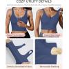 imageHORISUN Sports Bra Longline Zip Front Closure Workout Tops Yoga Crop Tank Top with Built in Bra for WomenNavy Blue