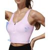 imageHORISUN Sports Bra Longline Zip Front Closure Workout Tops Yoga Crop Tank Top with Built in Bra for WomenPink