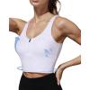 imageHORISUN Sports Bra Longline Zip Front Closure Workout Tops Yoga Crop Tank Top with Built in Bra for WomenWhite