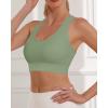 imageHORISUN Sports Bra for Women Longline Padded Strappy Wireless V Neck Full Coverage Sports Bra for WorkoutAvocado Green