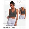 imageHORISUN Sports Bra for Women Longline Padded Strappy Wireless V Neck Full Coverage Sports Bra for WorkoutDark Grey