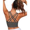 imageHORISUN Sports Bra for Women Longline Padded Strappy Wireless V Neck Full Coverage Sports Bra for WorkoutDark Grey
