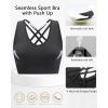imageHORISUN Sports Bra for Women Longline Padded Strappy Wireless V Neck Full Coverage Sports Bra for WorkoutDark Grey