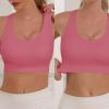 imageHORISUN Sports Bra for Women Longline Padded Strappy Wireless V Neck Full Coverage Sports Bra for WorkoutJuicy Red