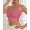 imageHORISUN Sports Bra for Women Longline Padded Strappy Wireless V Neck Full Coverage Sports Bra for WorkoutJuicy Red