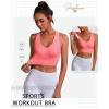 imageHORISUN Sports Bra for Women Longline Padded Strappy Wireless V Neck Full Coverage Sports Bra for WorkoutPink