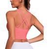 imageHORISUN Sports Bra for Women Longline Padded Strappy Wireless V Neck Full Coverage Sports Bra for WorkoutPink